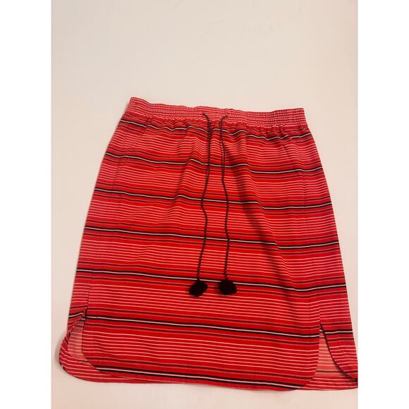 LOFT Women's Red Striped Skirt Drawstring Poly/Spandex Blend Size L - Picture 1 of 4